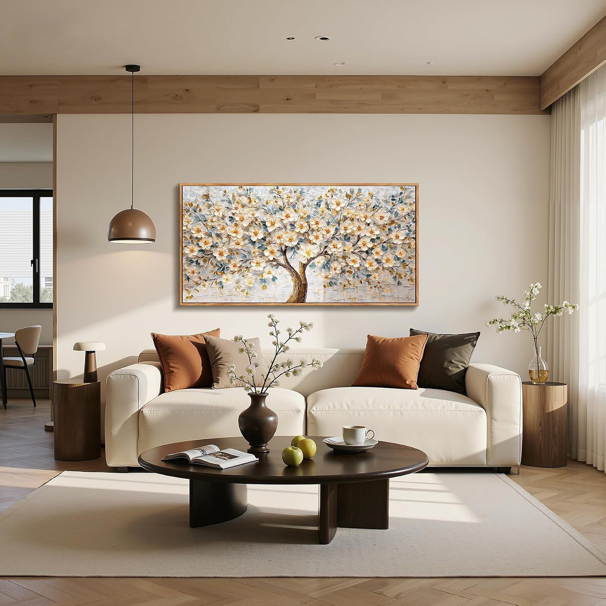 Tree of Life Floral Wall Art 20x40 Neutral Canvas for Living Room – image 2