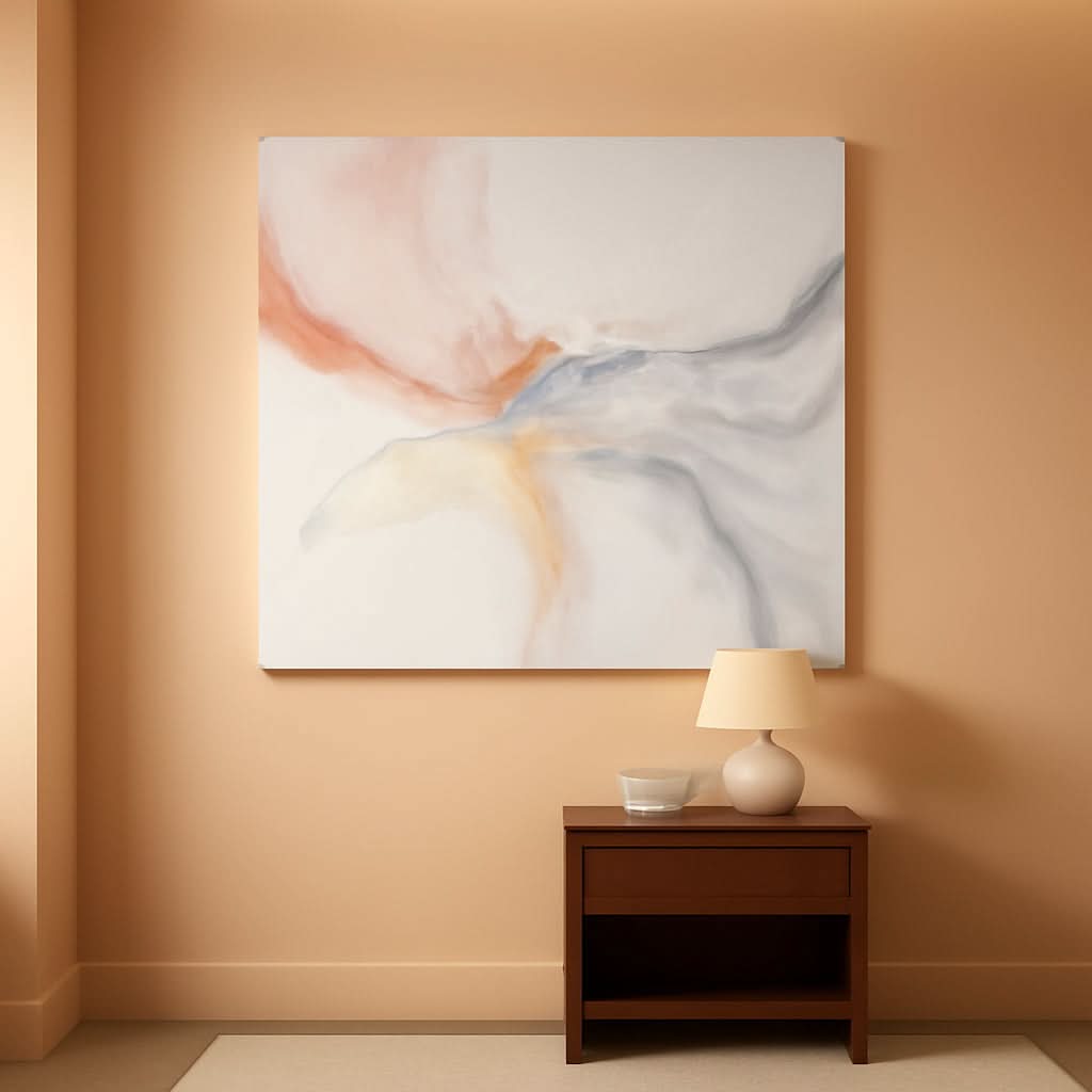 Abstract Wall Art 36x24 Hand-Painted Pink Canvas for Living Room – main view