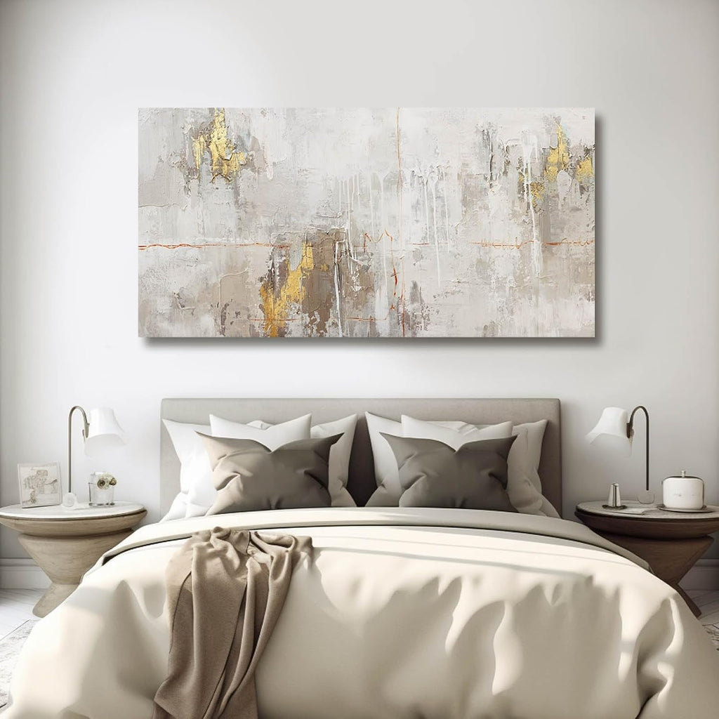 Textured Abstract Wall Art 24x48 White Canvas for Living Room – image 6