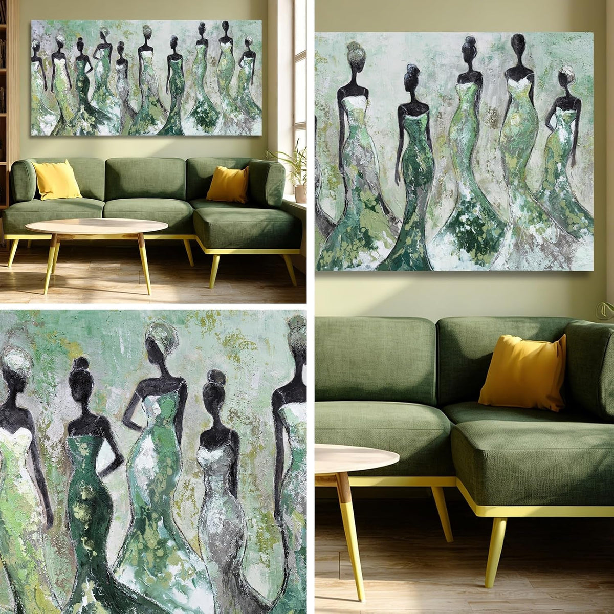 Textured Abstract Wall Art 29x58 Sage Green Canvas – image 8