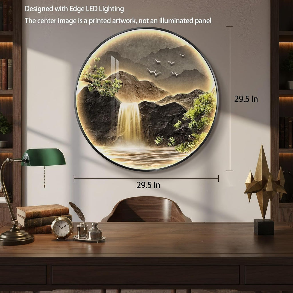 Mountain Illuminated Waterfall Landscape Wall Art 30x30 – image 4