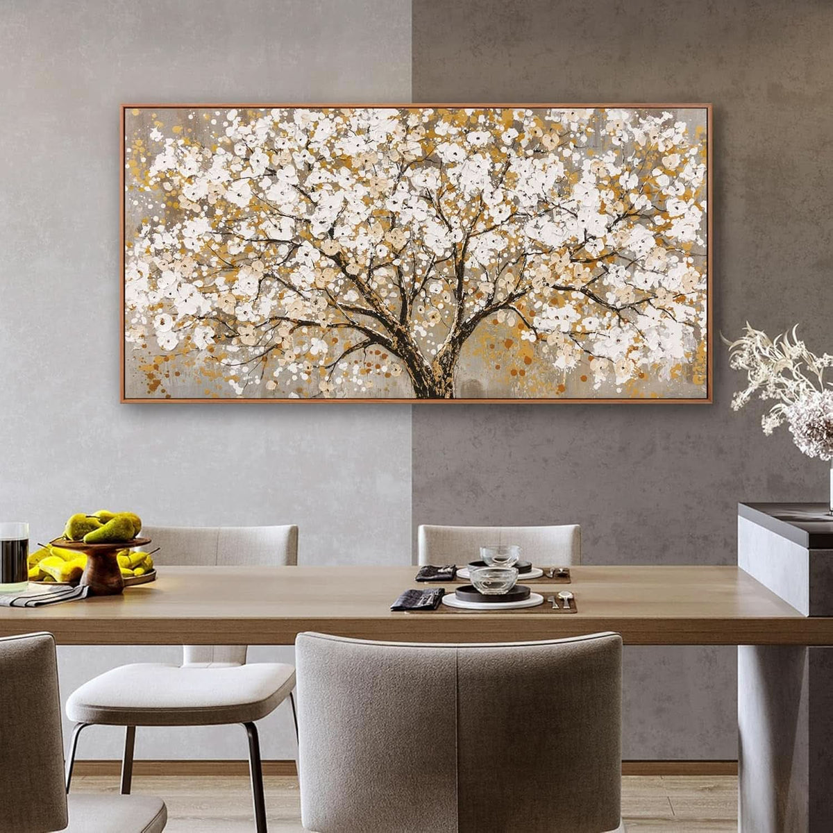 Tree of Life Landscape Wall Art 24x48 Hand-Painted Gold Canvas – image 6