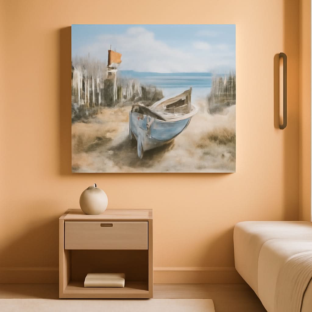 Nautical Textured Coastal Wall Art 40x20 Blue Canvas – main view