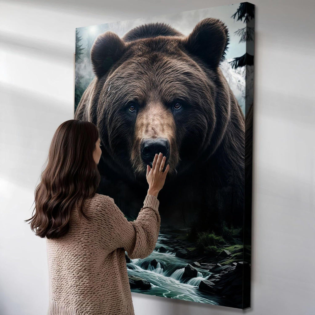 Grizzly Bear Wall Art 24x36 Brown Canvas for Living Room – image 6