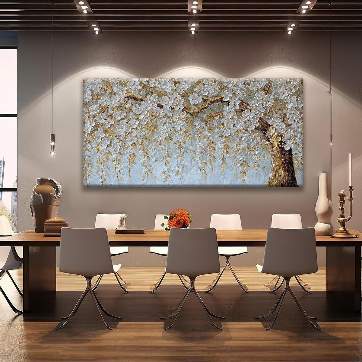 Textured Canvas Wall Art 29x58 Ivory for Living Room – image 2
