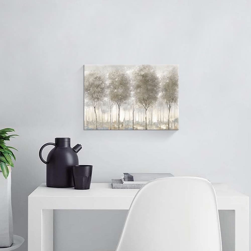 Forest Tree Black and White Landscape Wall Art Hand-Painted Canvas – image 3