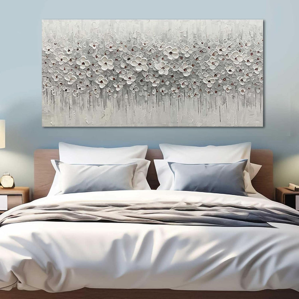 Flower Floral Wall Art 24x48 Framed White Canvas for Living Room – image 3