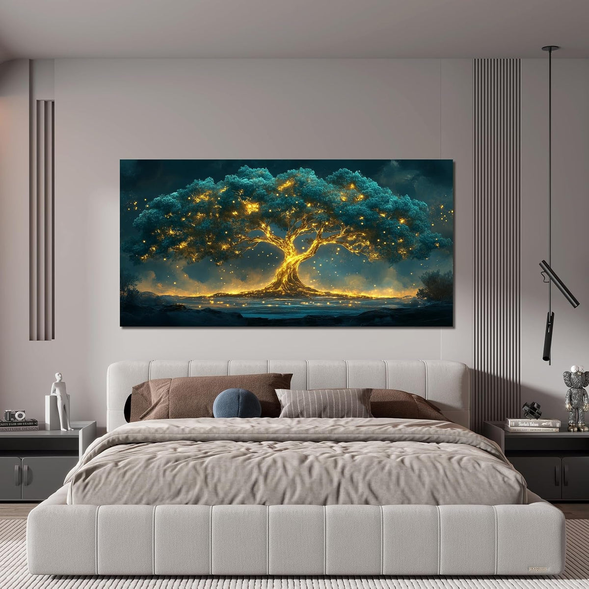 Tree of Life Landscape Wall Art 24x48 Gold Canvas for Living Room – image 4
