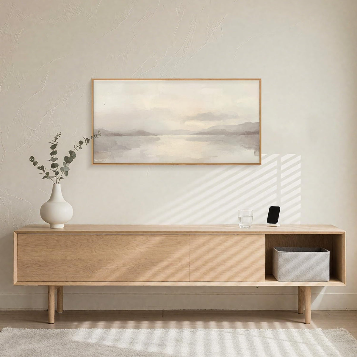 Pastel Canvas Wall Art Set of 3 Framed Beige, 16x24 in – image 4