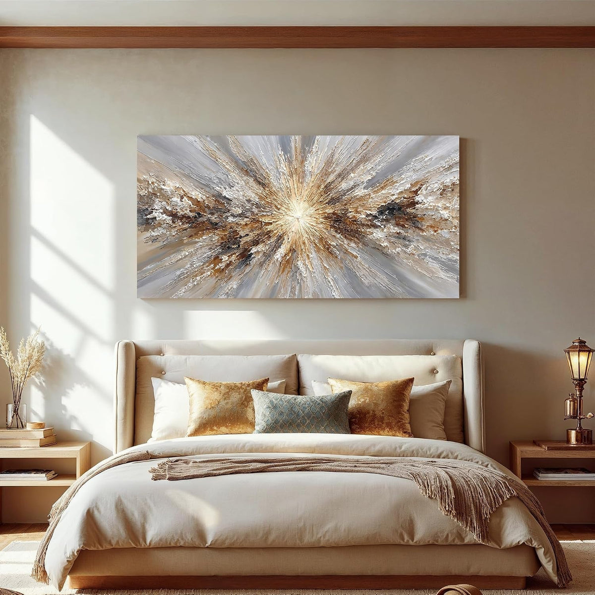 Abstract Wall Art 20x40 White Brown Canvas for Living Room – image 3
