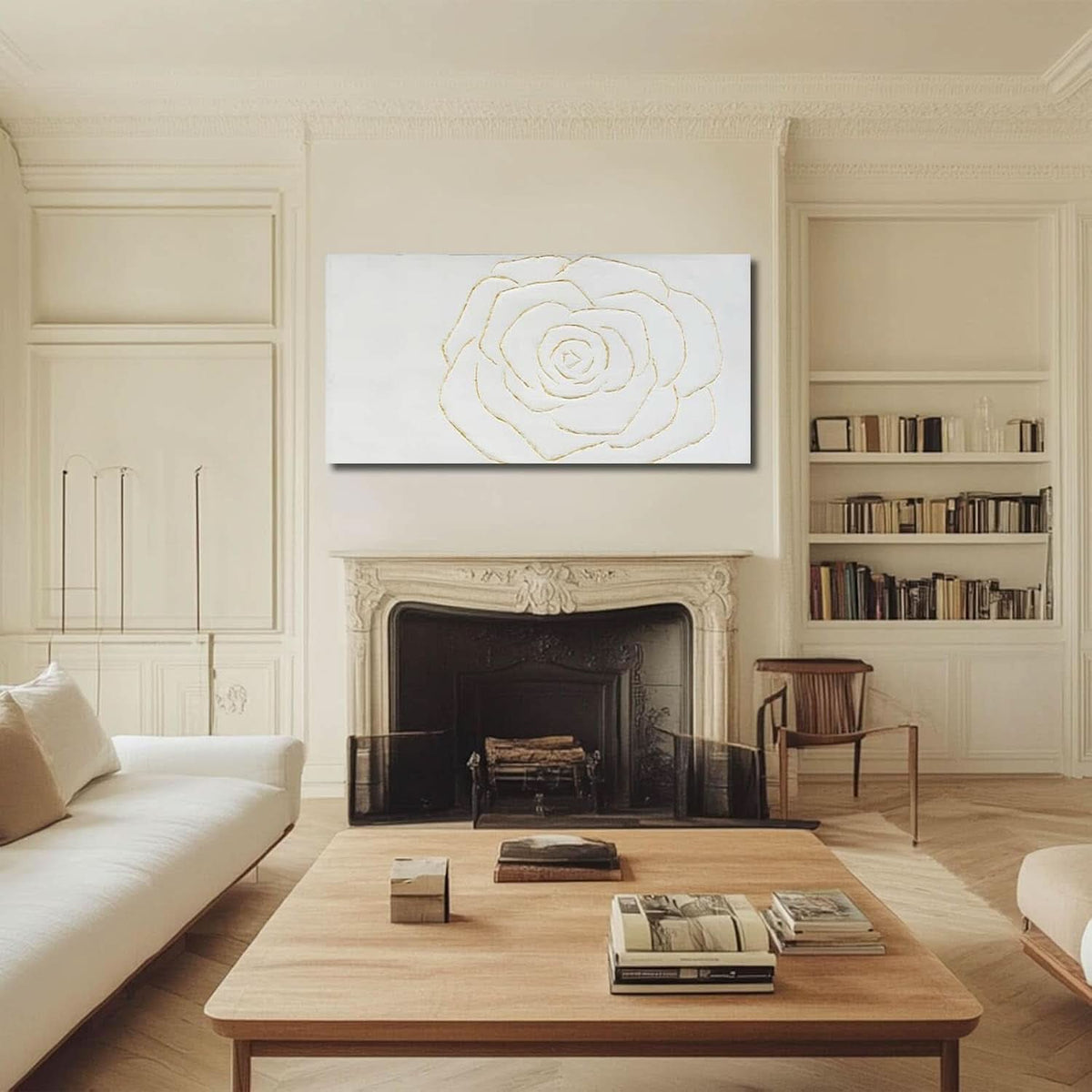 Textured Floral Wall Art 24x48 Hand-Painted Gold for Living Room – image 5