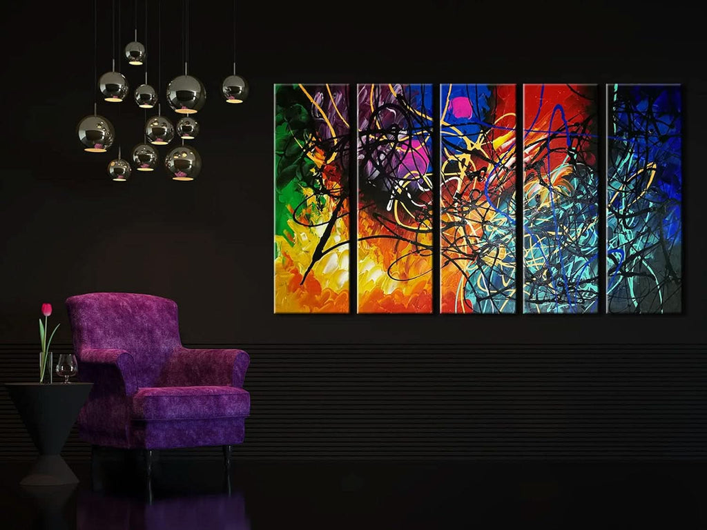 Heart Abstract Wall Art Set of 5 Extra Large Hand-Painted Canvas – image 3