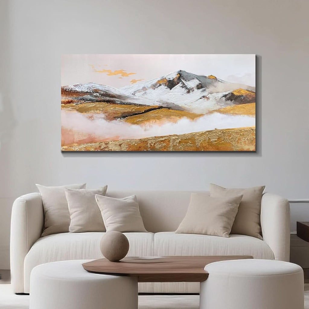 Mountain Golden Landscape Wall Art 48x24 Hand-Painted – image 2