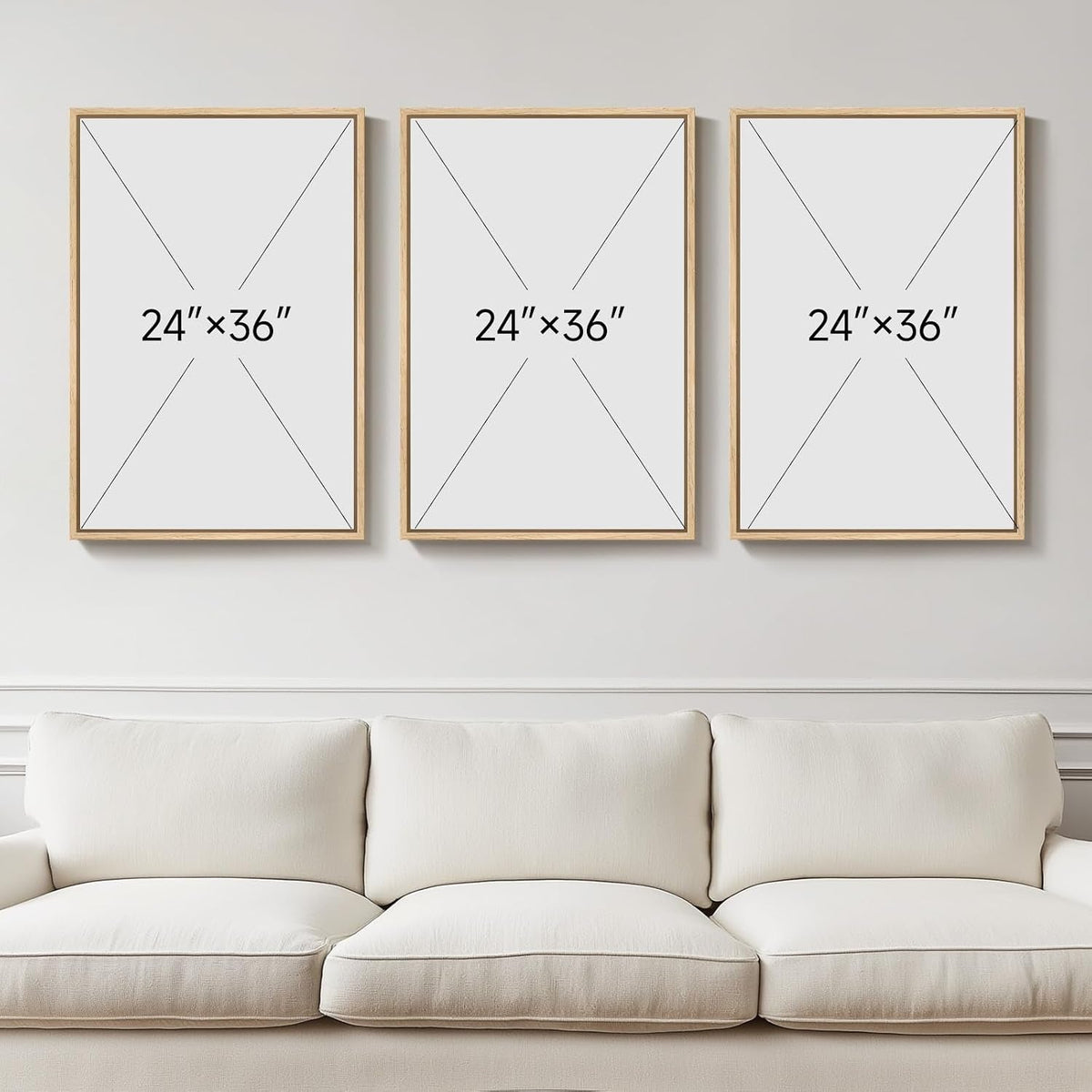 Abstract Landscape Wall Art Set of 3 Extra Large Sage Green Canvas – image 3