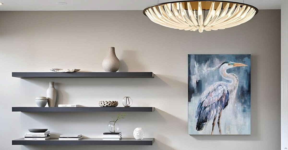 Heron Abstract Wall Art Hand-Painted Blue Canvas for Living Room – image 7