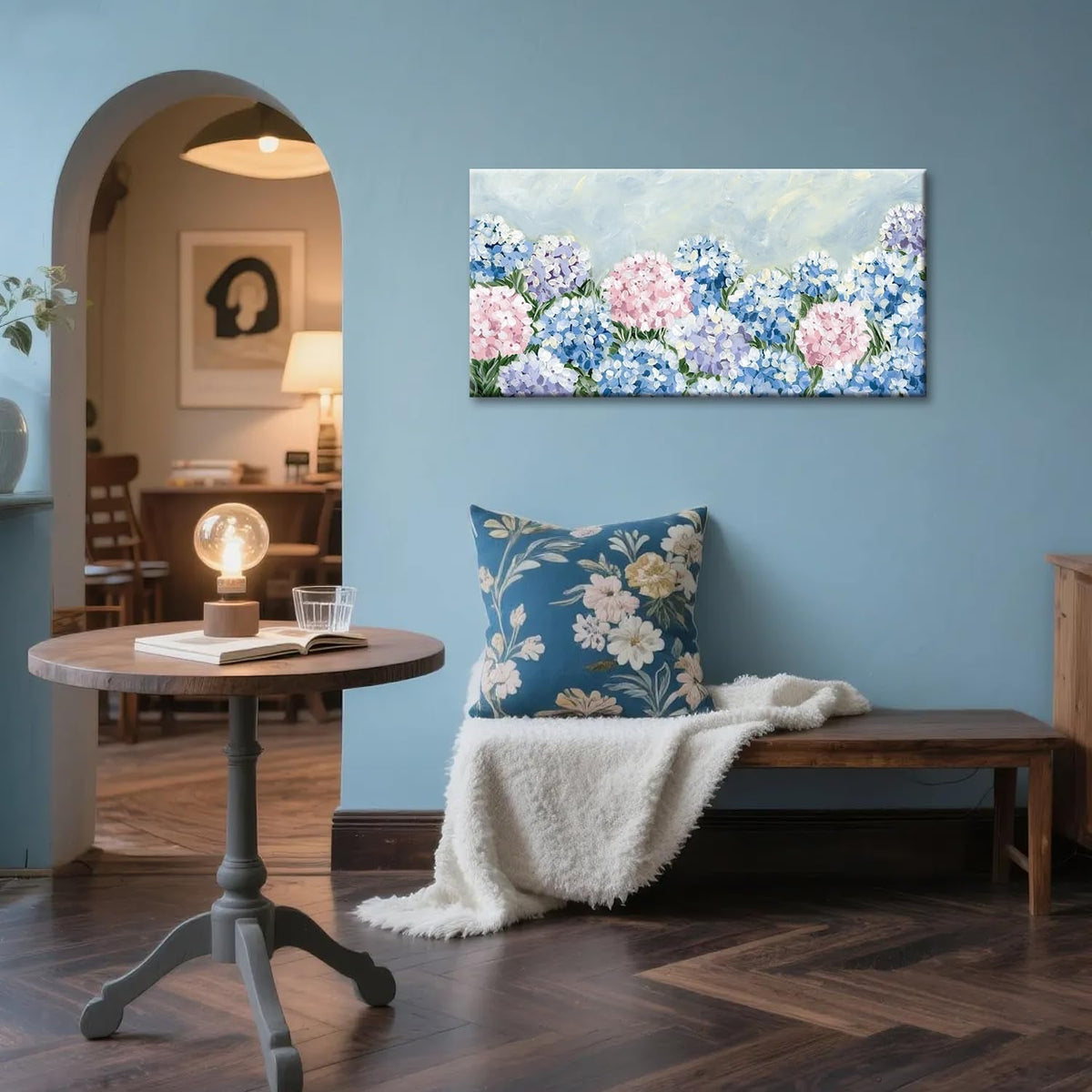 Hydrangea Floral Wall Art 20x40 Blue Pink Canvas for Living Room – image 7
