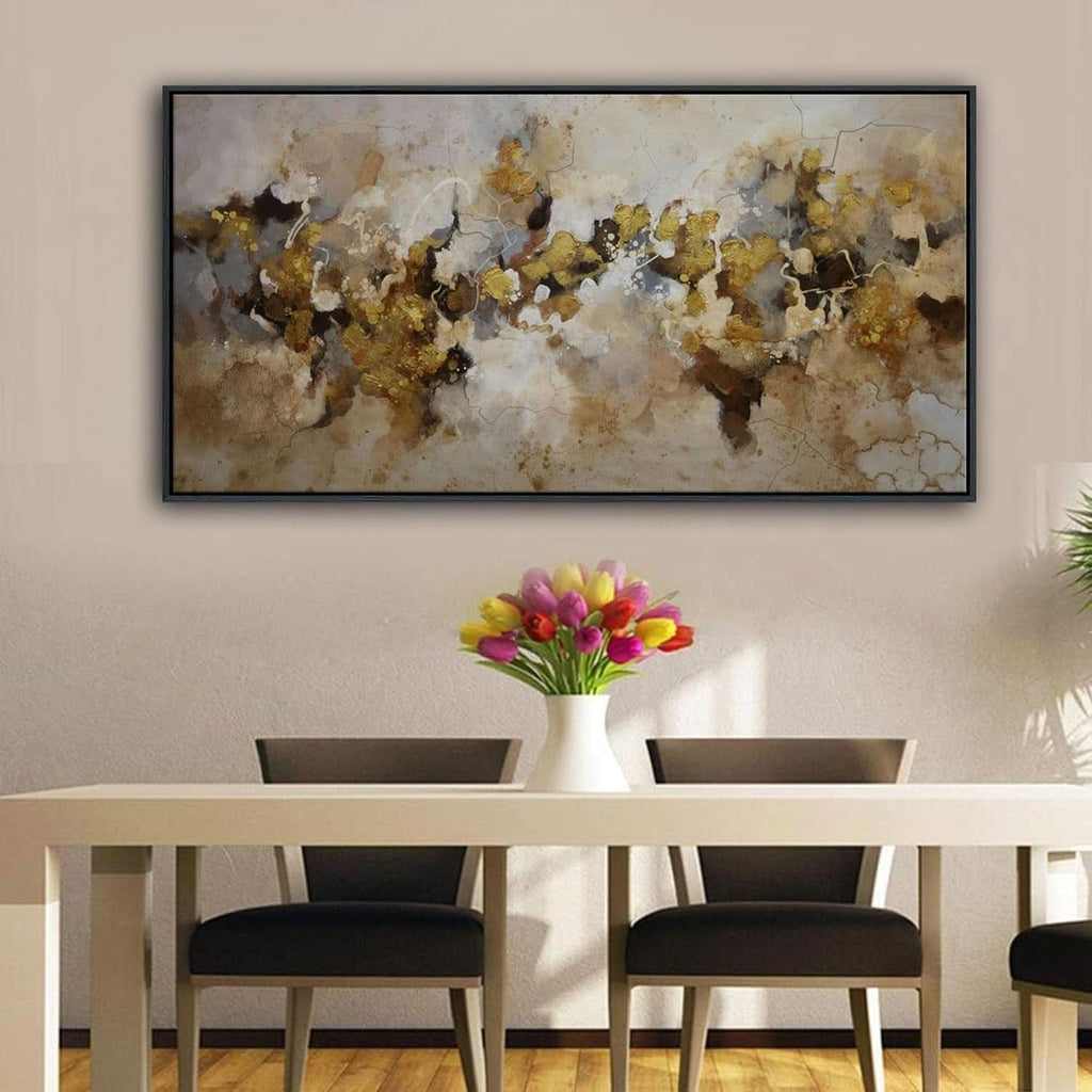 Expressionist Abstract Wall Art 24x48 Brown Yellow – image 3