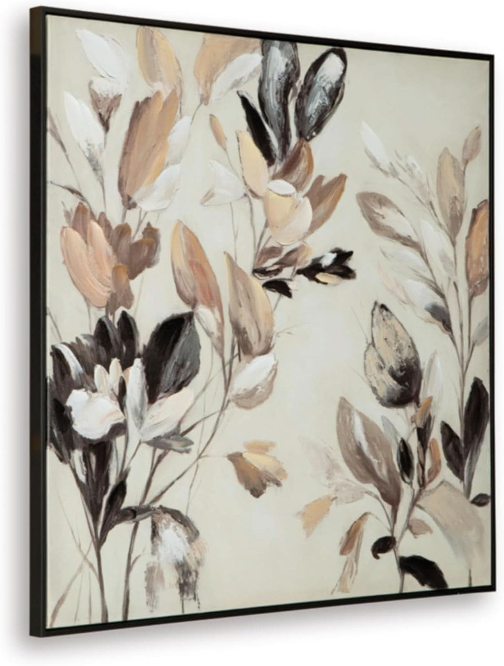 Floral Wall Art 40x40 Framed Tan Canvas for Living Room – image 3