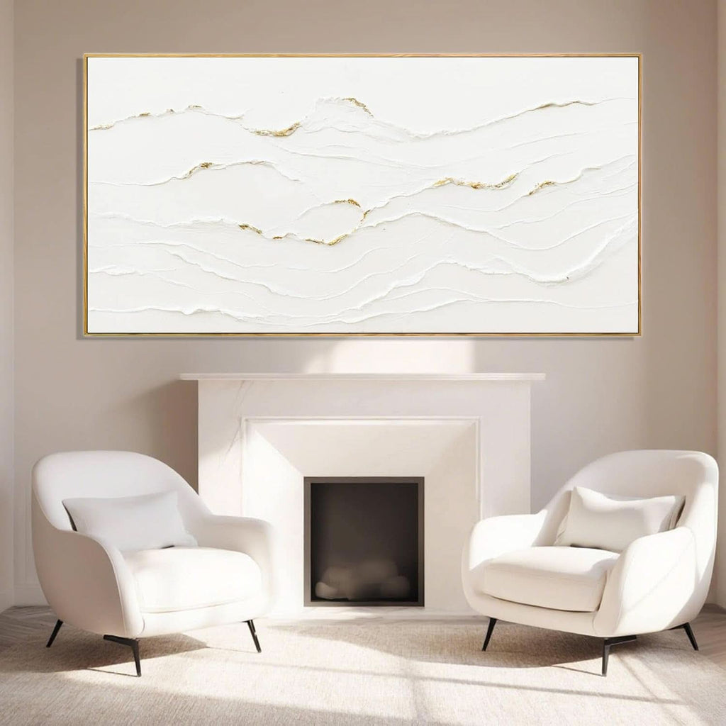 Abstract Wall Art 29x58 Framed White Canvas for Living Room – image 5