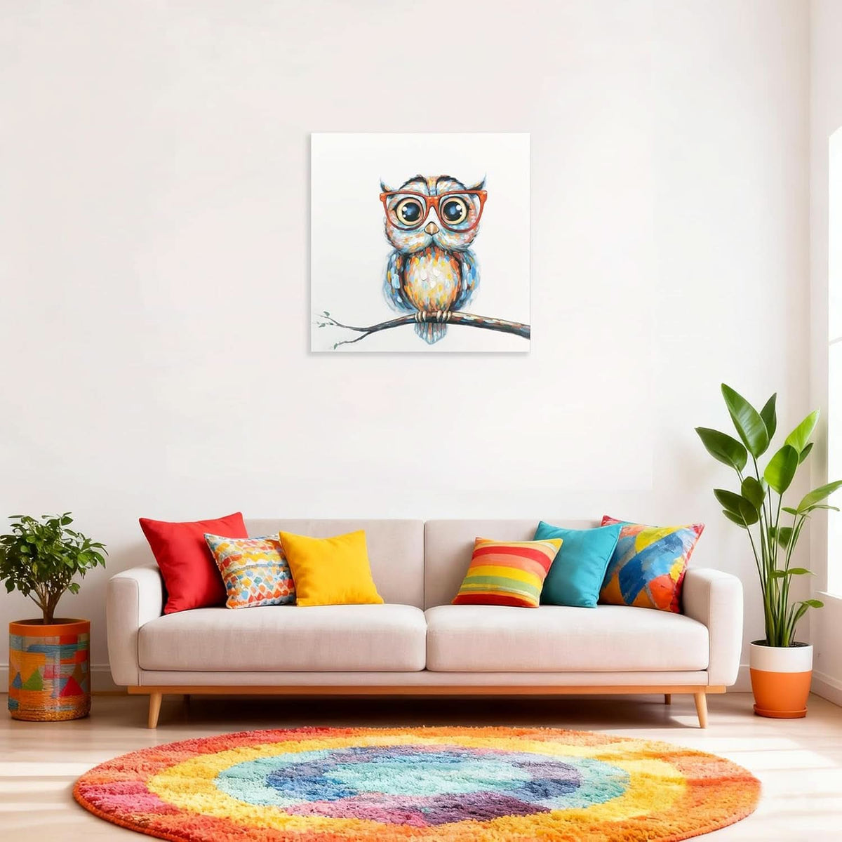 Owl Wall Art Colorful Canvas for Living Room – image 3