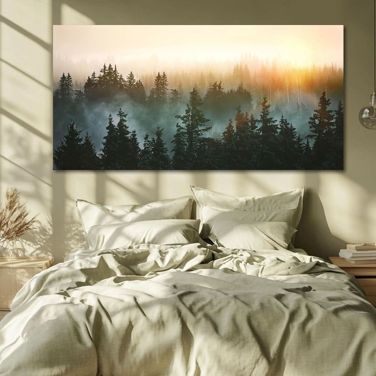 Sunrise Forestscape Landscape Wall Art 48x24 Framed Canvas – image 4