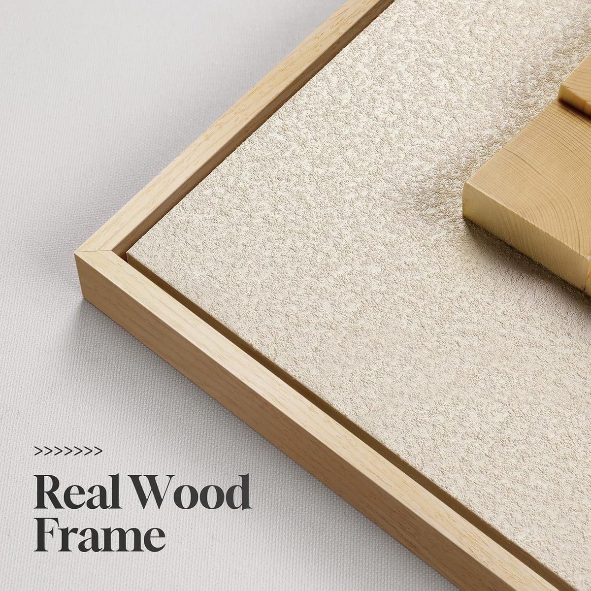 Wood Geometric Textured Modern Wall Art 28x28 Framed Beige – image 7