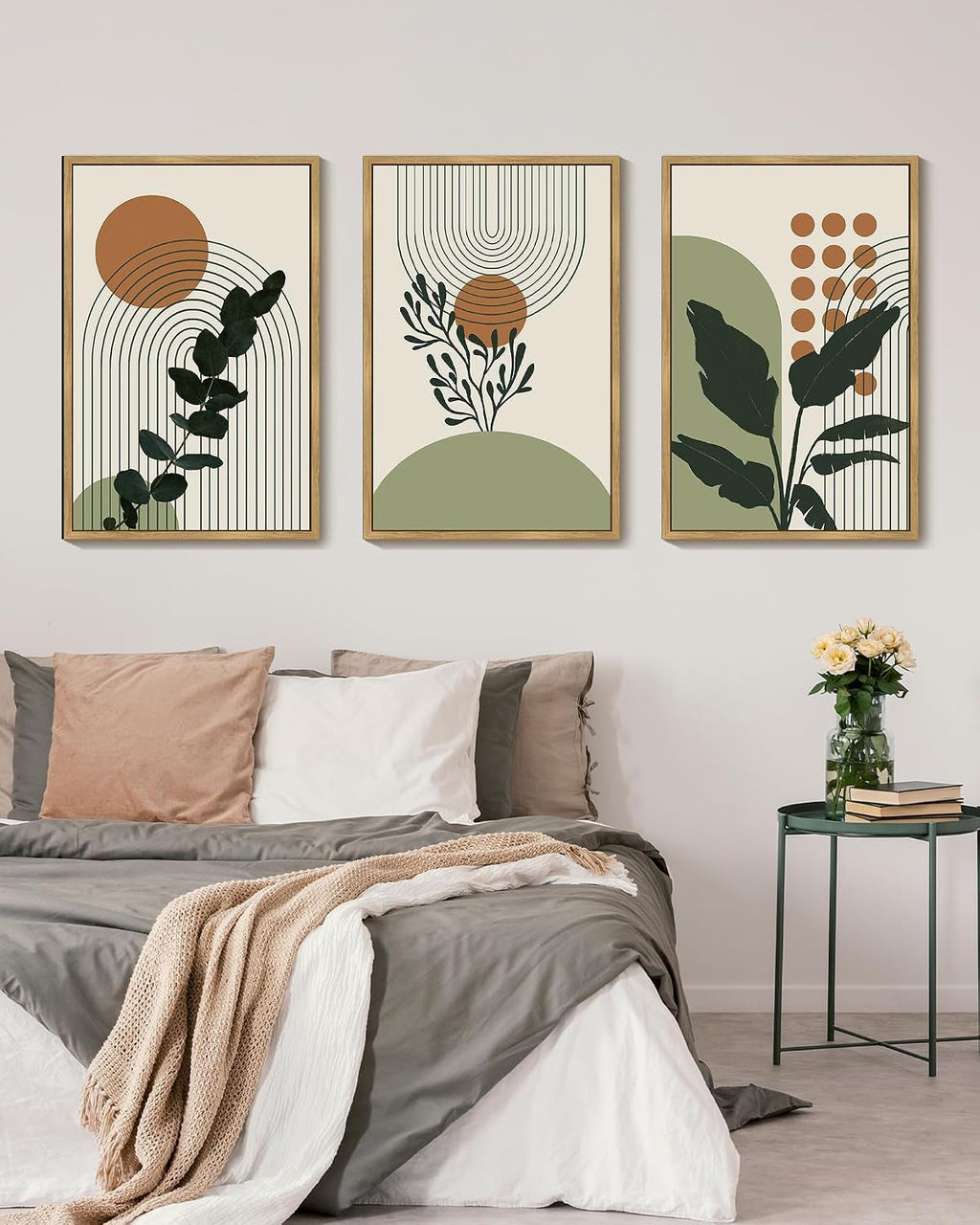 Boho Botanical Wall Art 24x36 Framed Green Canvas for Living Room – image 4