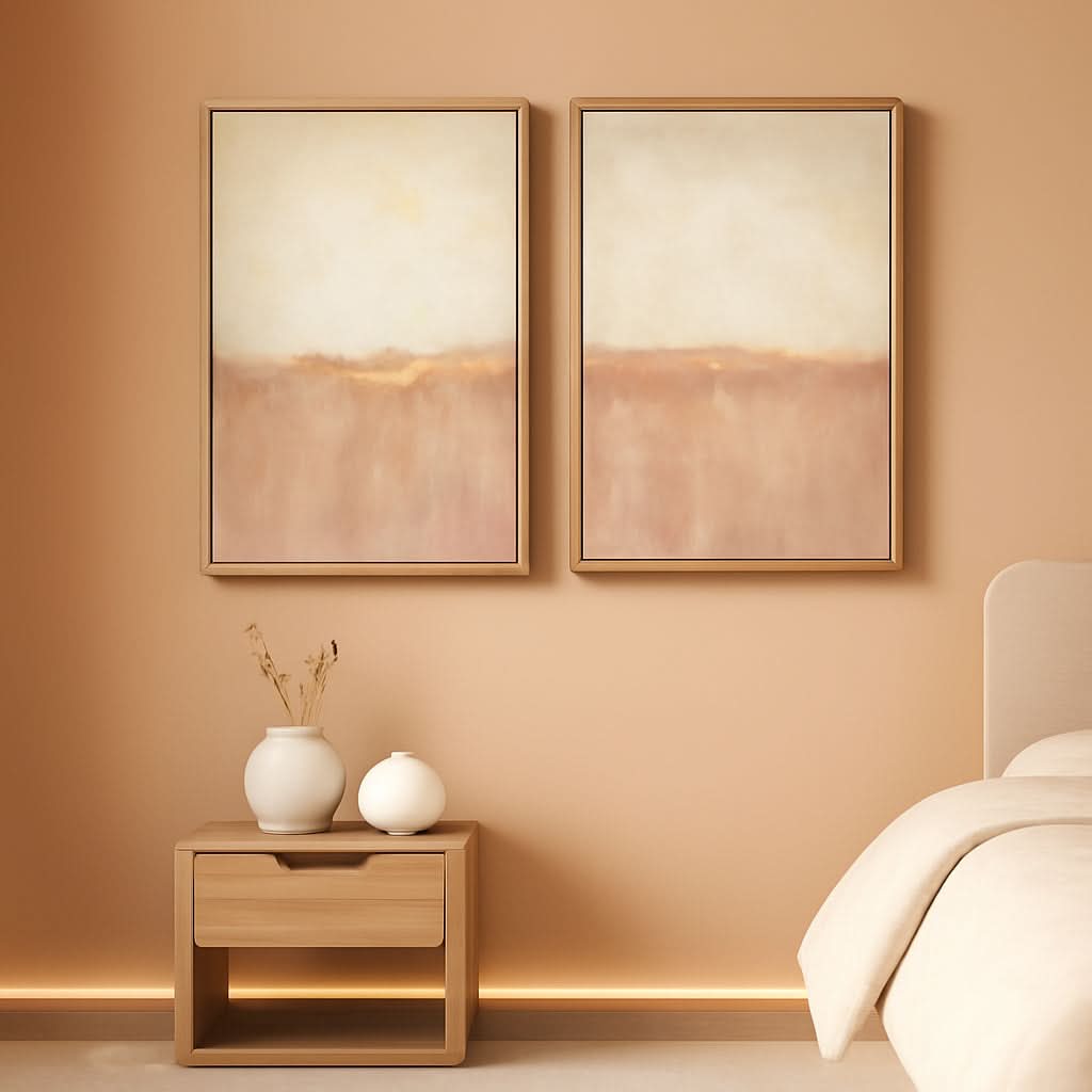 Pastel Landscape Wall Art 24x36 Framed Red Canvas for Bedroom – main view
