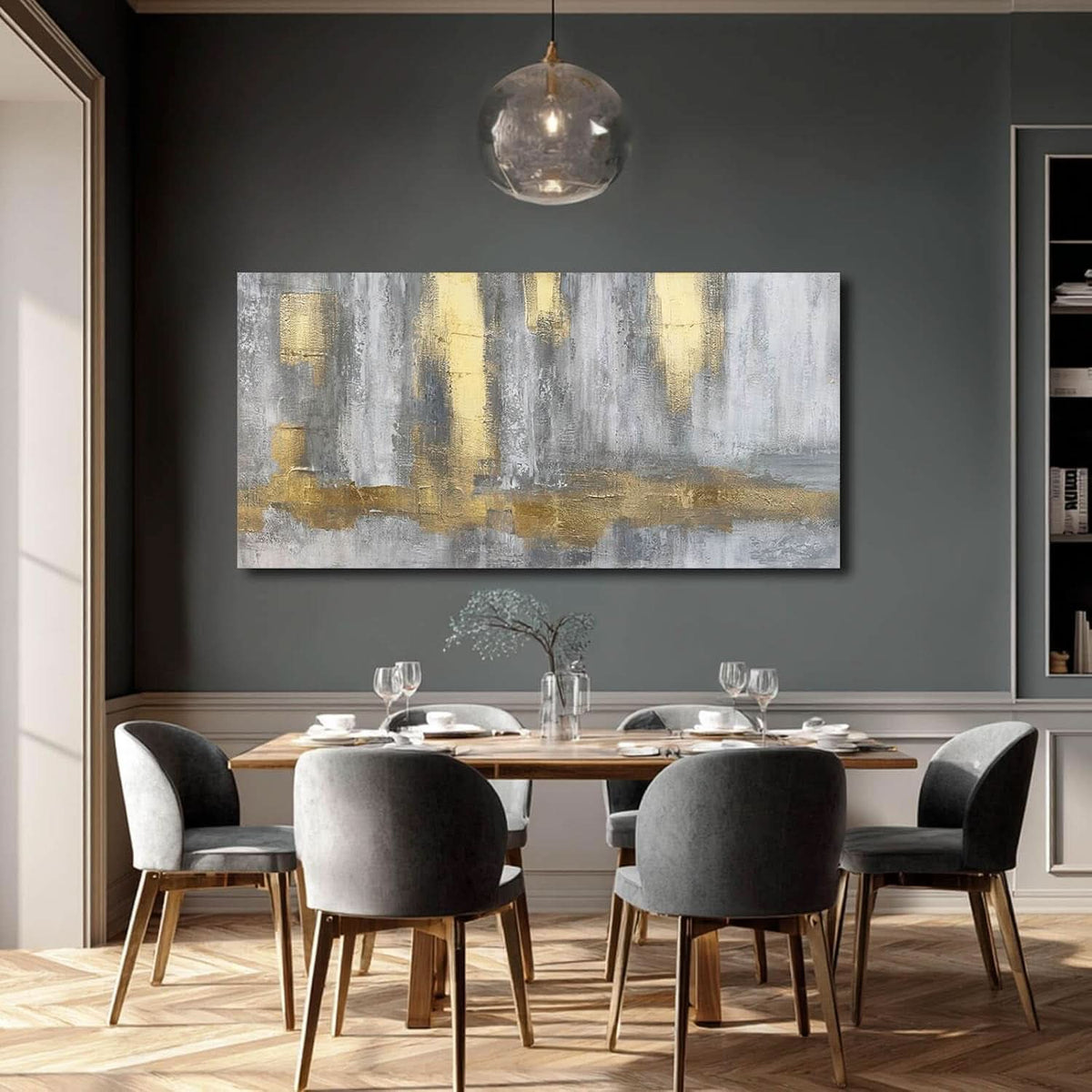 Velvet Textured Gold Wall Art 24x48 Canvas for Living Room – image 6