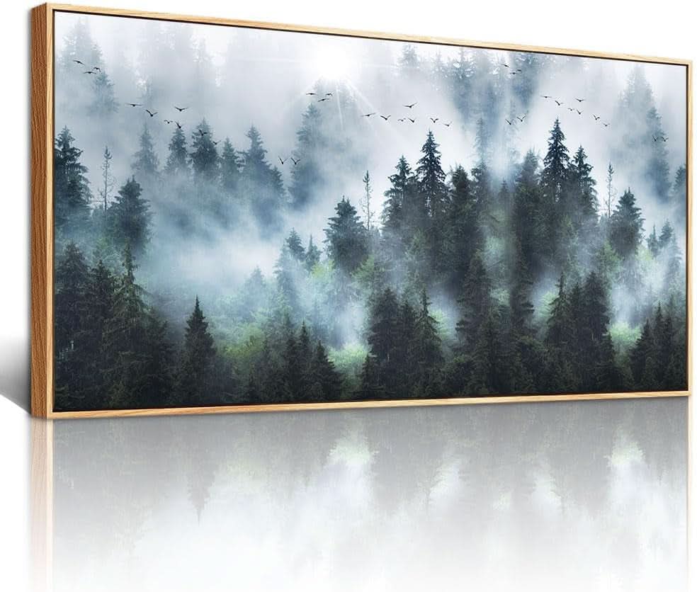 Forest Artisan Fog Landscape Wall Art 24x48 Framed Canvas – image 2