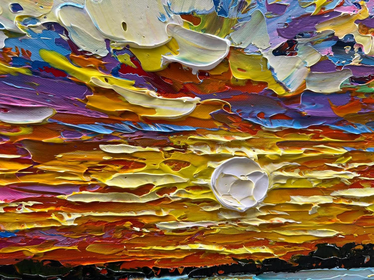 Seascape Sunrise Coastal Wall Art 30x60 Hand-Painted Canvas – image 2