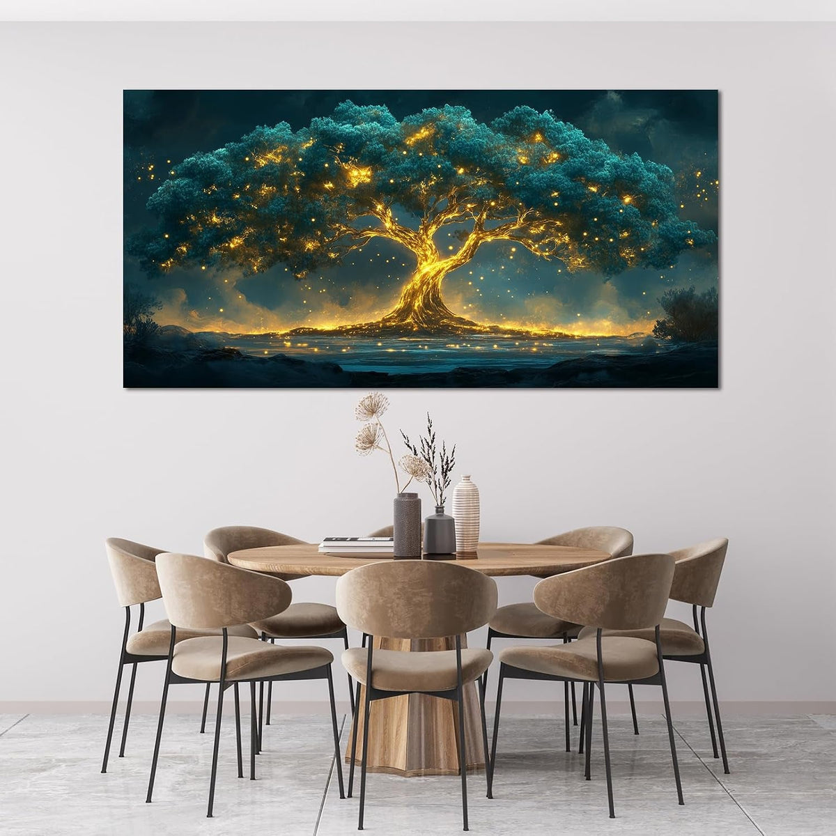 Tree of Life Landscape Wall Art 24x48 Gold Canvas for Living Room – image 3