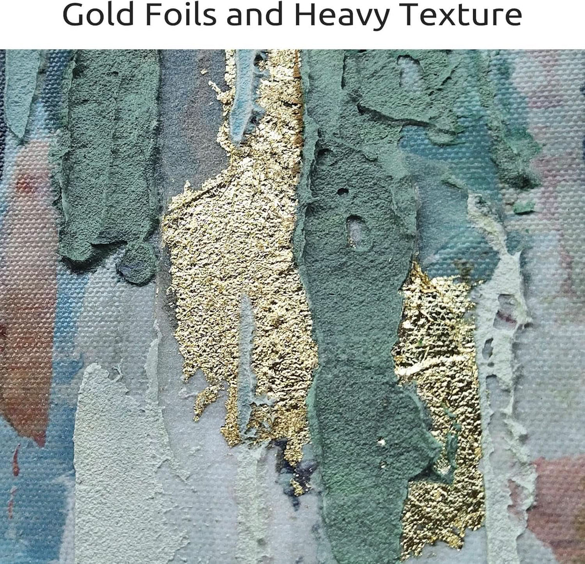 Acrylic Textured Abstract Wall Art 24x16 Hand-Painted Gold Teal Canvas – image 5