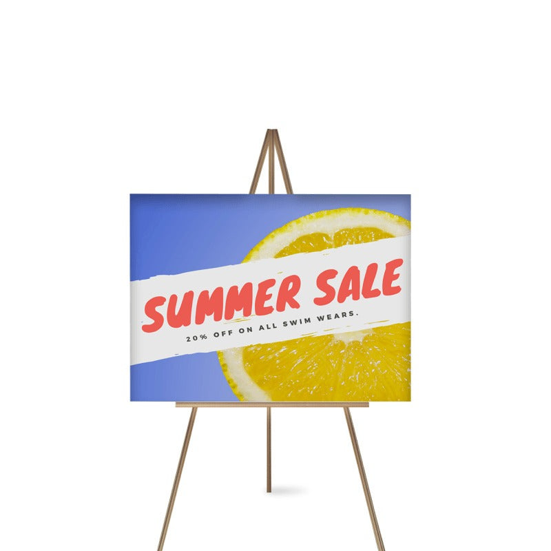 Printed foam board sign shown on an easel (easel not included)