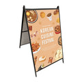 Metal A-frame sign stand shown with a printed insert (inserts sold separately)