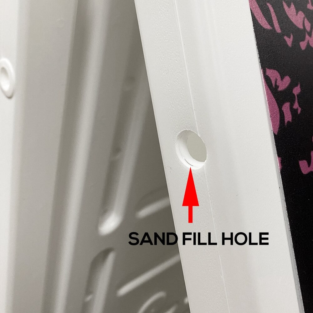 Sand fill hole on plastic A-frame sign