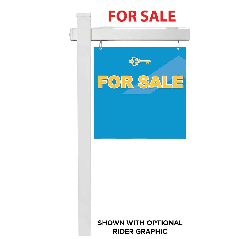 Real estate sign post kit shown with optional rider sign