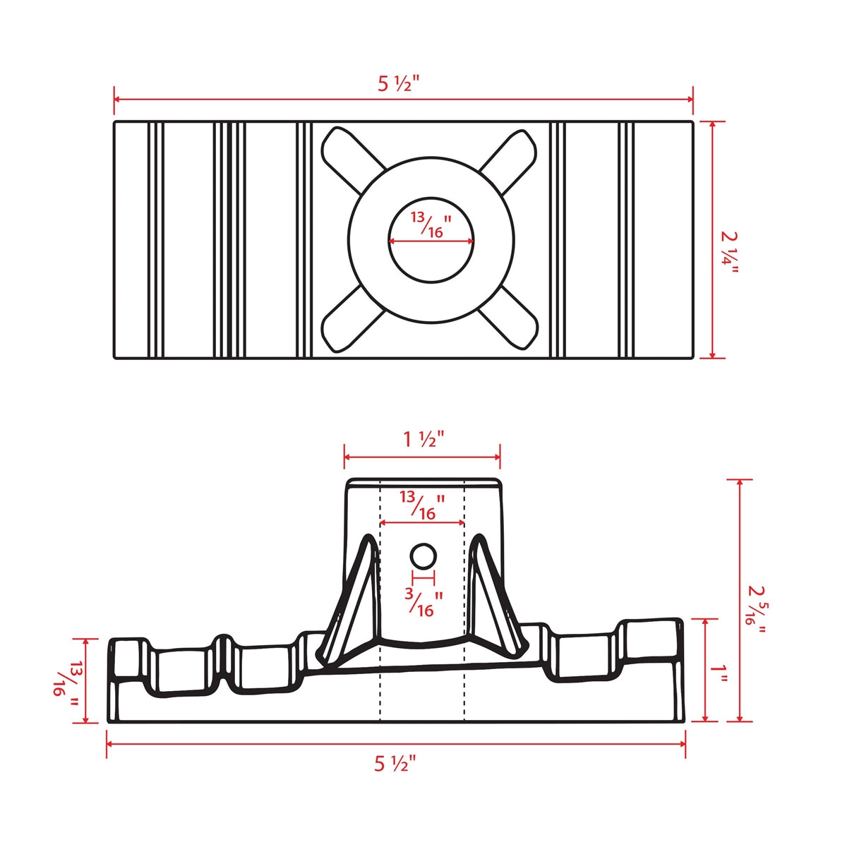 Pole banner bracket base dimensions diagram