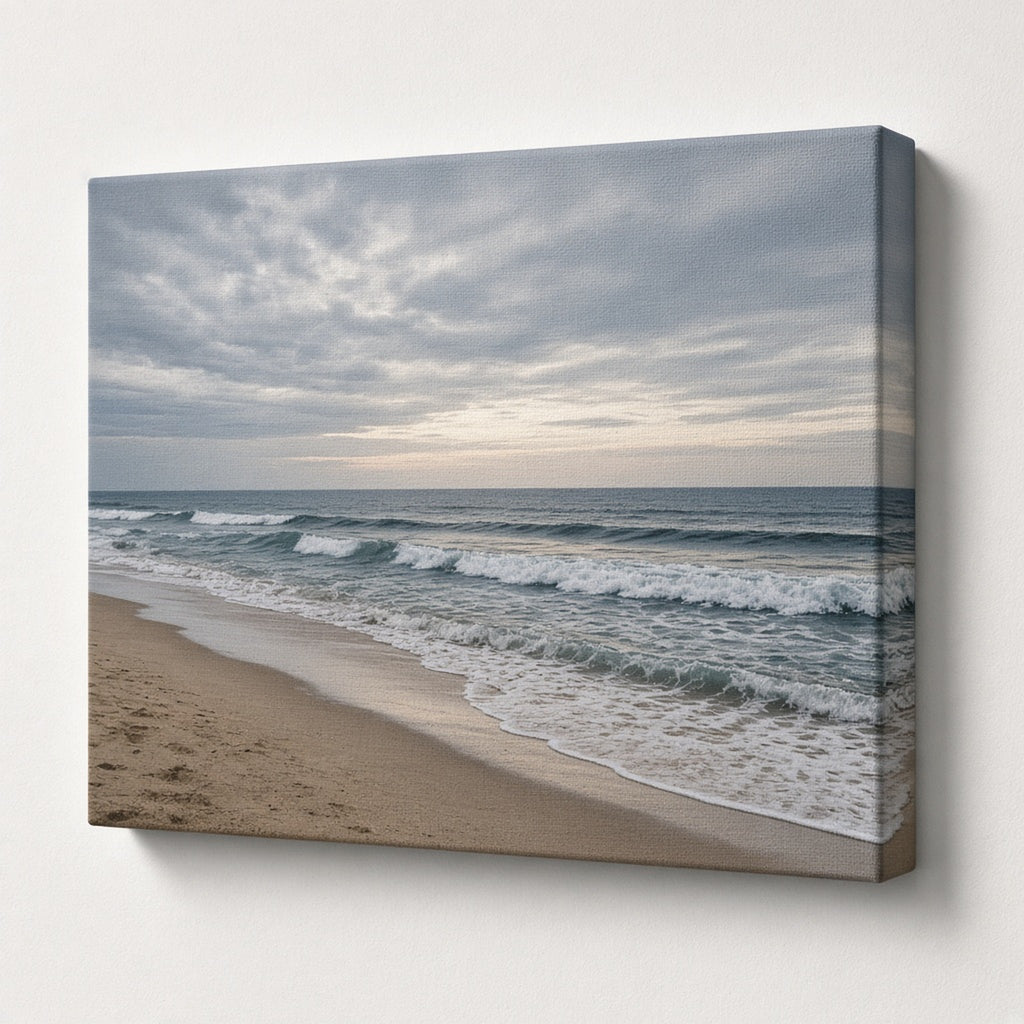 Side angle of a stretched canvas print showing the 1.5 inch deep wrapped edge
