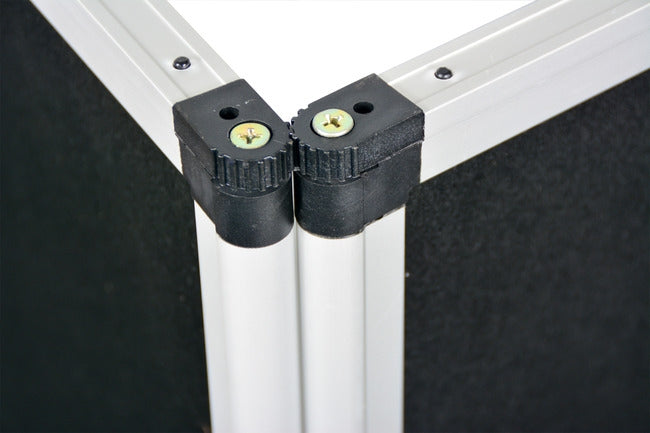 Tabletop display panel hinge detail