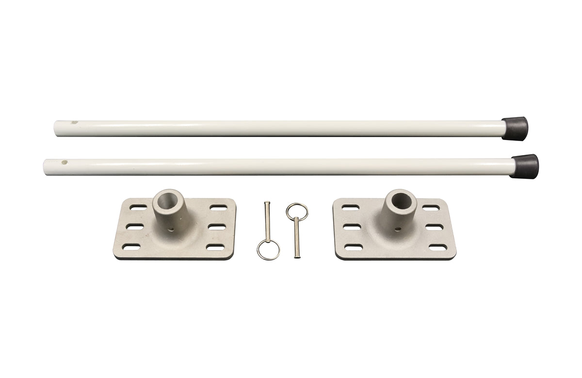 Wall-mount banner bracket kit with rods and mounts