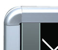 Water-base outdoor sidewalk sign corner of snap-open aluminum frame