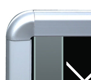 Water-base outdoor sidewalk sign corner of snap-open aluminum frame